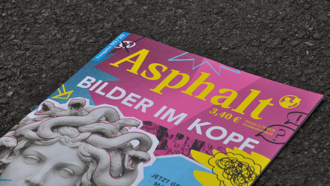 Titelbild: Ausgabe des Asphalt Straßenmagazins, Foto von Kim Behrens
