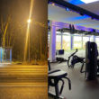Titelbild: Bushaltestelle in der Dunkelheit und Fitnessstudio, Foto von Simon Mengeu