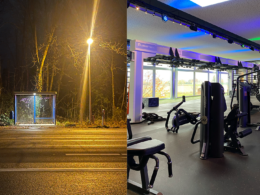 Titelbild: Bushaltestelle in der Dunkelheit und Fitnessstudio, Foto von Simon Mengeu